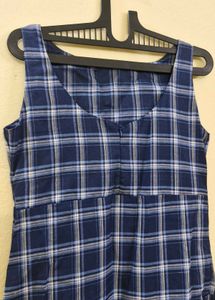 Blue Plaid Asymmetrical Dress