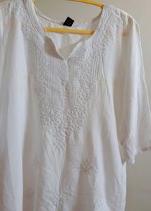 Chikankari Short Cotton Kurti