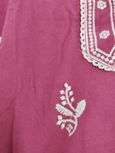 Pink Embroidered Kurti