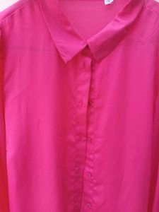 Pink Satin Oversized Shirt