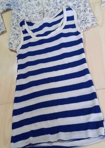 White Jacket With Blue Stripes T-shirt