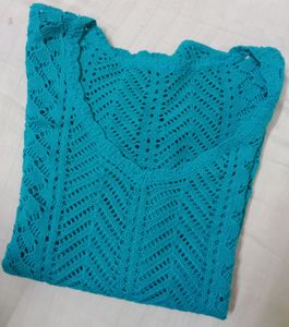 Teal V-Neck Knit Top