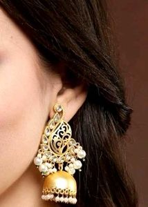 Gold  Plated Jhumka Earrings with Pearls