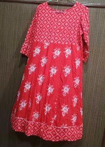 Red Printed Cotton Kurti