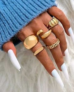 Gold Statement Rings (Set of 5)