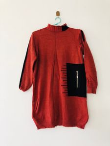 Woolen Rust Color Tunic Dress