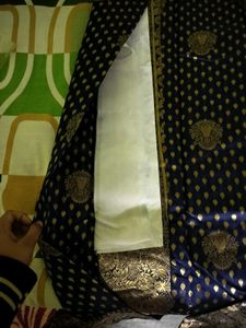 unused Elegant Blue &amp; Gold Banarasi Saree