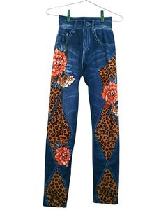 Floral & Leopard Print Skinny Jeans