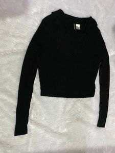 H&M Black Ribbed Crop Top