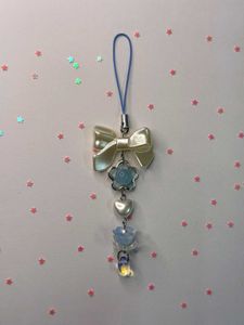 Pearl Bow & Blue Bloom Kawaii Phone Charm 🎀💙✨