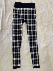 Korean check tights, stretchable