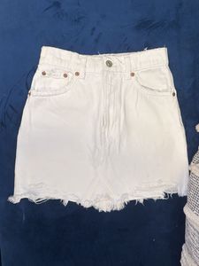 White Denim Mini Skirt