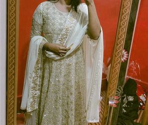 Ethnic White Gown With Dupatta