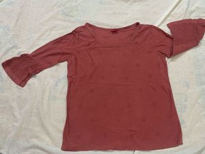 Dusty Rose Top with Bell Sleeves