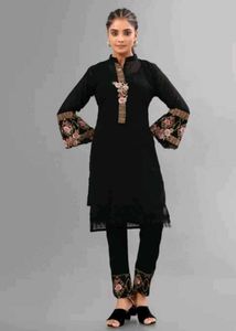 Elegant Black Embroidered Kurta Set
