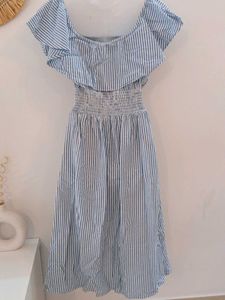 Zara Striped Off Shoulder Coastal Dress