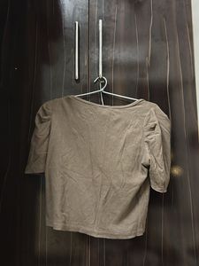 Brown Puff Sleeve Top