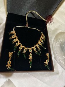 Emerald Green &amp; Gold Jewelry Set
