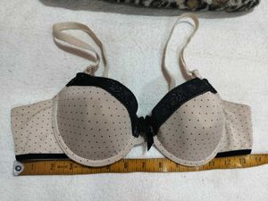 Polka Dot Bra with Black Lace
