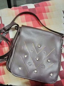 Brown Embellished Crossbody Bag