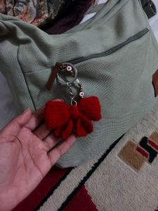 Red Crochet Bow Keychain