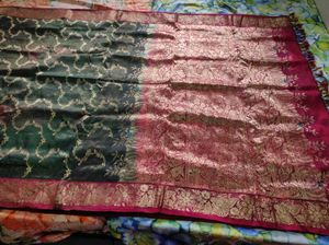 Green And Maroon Pure Silk Saree