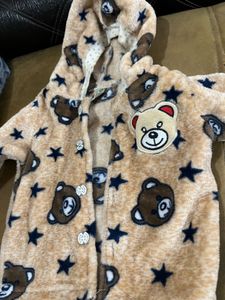 Cute Bear Print Baby Fur Jacket