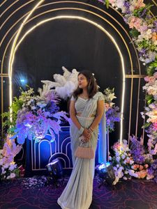 Elegant Grey Embellished Saree