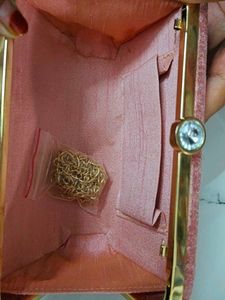 Pink Velvet Beaded Clutch