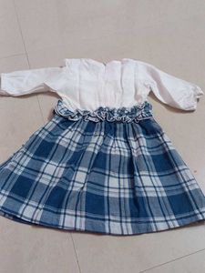 White And Blue Baby Frock
