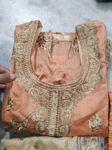 Peach Embroidered Salwar Suit