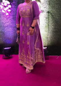 Embroidered Anarkali Gown dupatta set with bottom