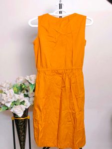 Little Queen Mustard Sleeveless Button-Down Dress