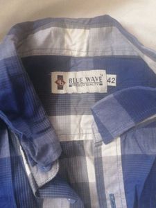 Classic Blue Cotton Shirt | Size 42