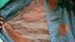 Grey And Copper Fancy Silk Saree