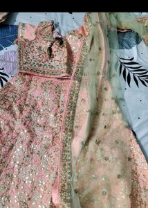 Peach Embellished Lehenga Set
