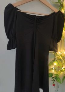 Black Off-Shoulder Puff Sleeve Dress