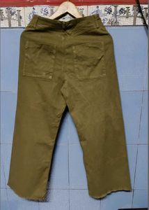 Zara Olive Green Flare Denim....