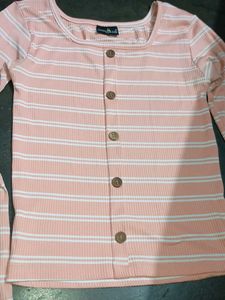 1. Striped Button Cotton Top