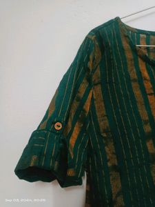 Green Kurta With Golden Strips