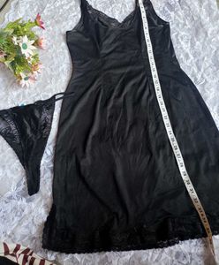 Black Lace Trim Slip Dress
