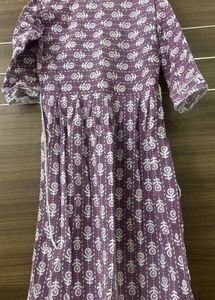 Purple Cotton Gotapatti Yoke Design Kurta