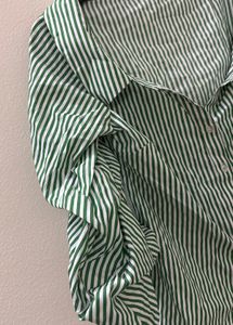 Green striped Button down shirt
