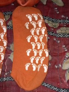 Orange Socks with Footprints
