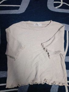 Ribbed Ruffle Trim Top