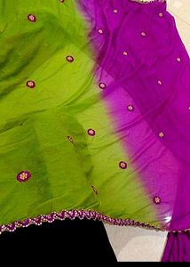 💚💜 Purple And Green Wedding Beautiful Long Frock