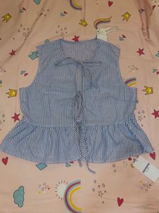 Blue Ruffle Tank Top