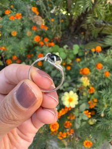 real silver Black Stone Ring