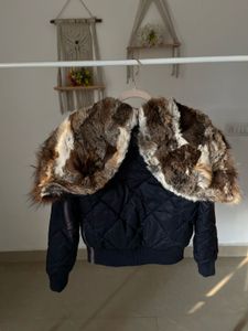 WHO.A.U.CALI VINTAGE NAVY BLUE PUFFER CROP JACKET