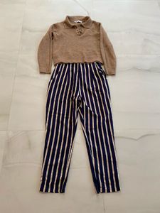 Zara polo top & KoreanHighwaist pants COMBO S